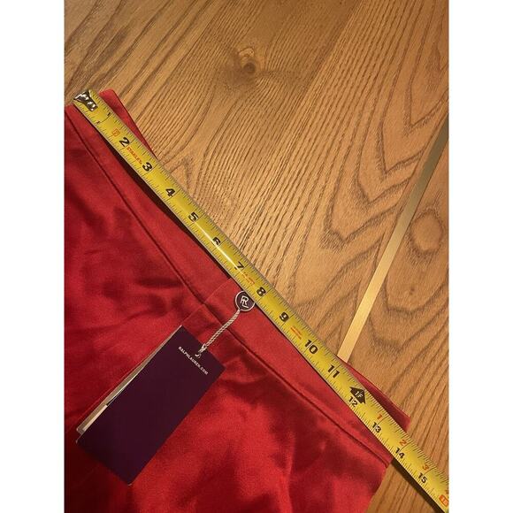 Ralph Lauren Collection Purple Label Satin Wide-Leg Pant 2 Red High Rise Trouser - Picture 10 of 11